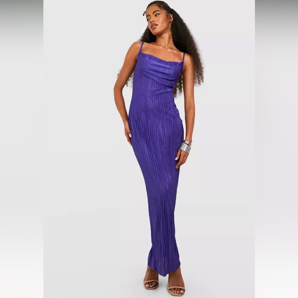 Boohoo Purple Plisse Maxi Dress
